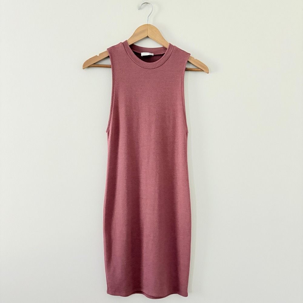 Aritzia Wilfred Free Dress XS Dusty Rose Knit Sleeveless High Neck Mini Bodycon